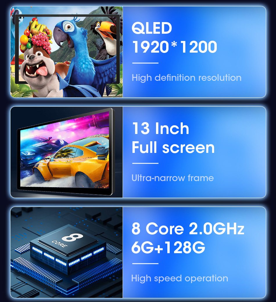 13寸车载安卓导航通用机 2K大屏、360全景与无线CarPlay的完美融合